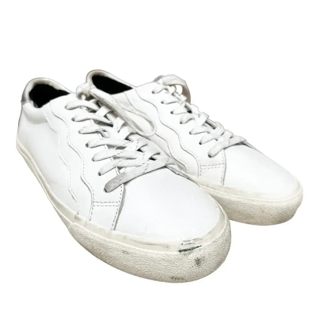 Madewell Sidewalk Low-Top Sneakers in Leather Wave Edition White W10 M8.5